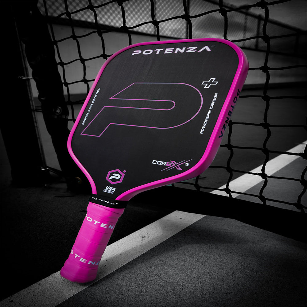 Potenza Pickleball P+ PowerSpin Carbon COREx3 Pickleball Paddle | Neon Pink