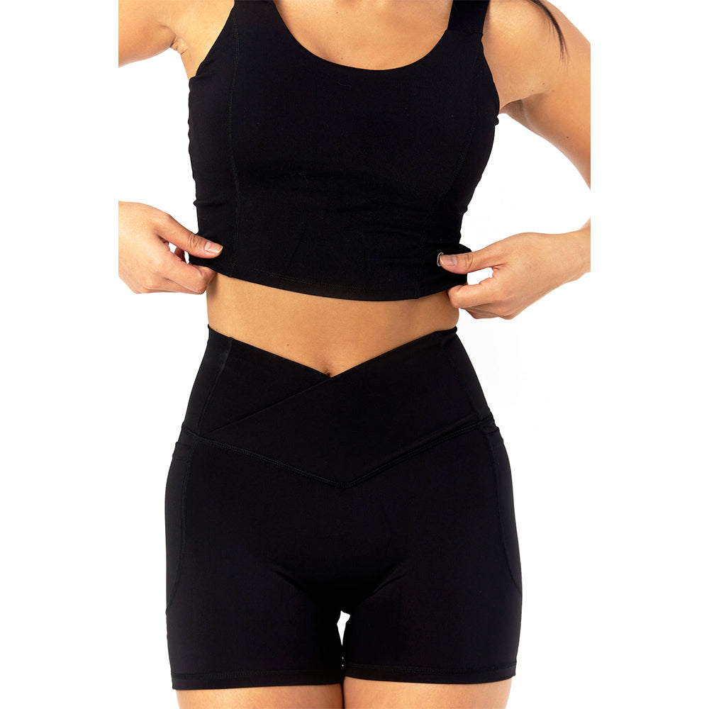 Astoria LIVE LUXE Crossed Sports Crop - Black