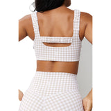 Astoria LUXE BALANCE Ruched Sports Crop - Beige Gingham