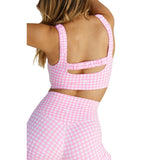 Astoria LUXE BALANCE Ruched Sports Crop - Pink Gingham