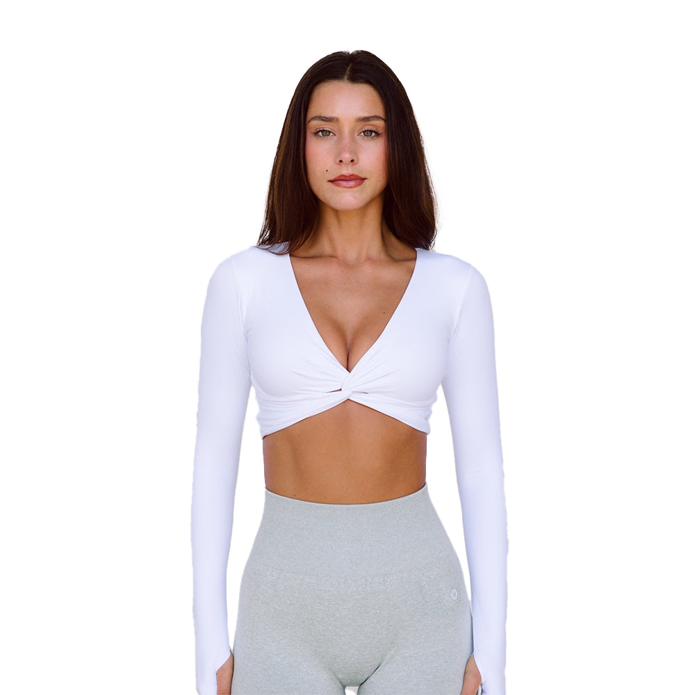 Astoria LIVE LUXE Front Crossed Sleeve Crop - White