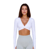 Astoria LIVE LUXE Front Crossed Sleeve Crop - White