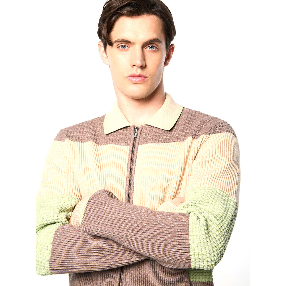 Sergio Tacchini Enzo Striped Track Jacket - Taupe Grey