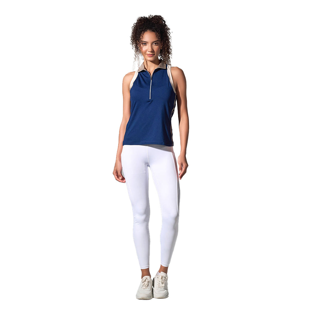 inPhorm NYC Ava Sleeveless Women's Golf & Tennis Polo Top - Ink/Silver Sand