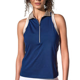 inPhorm NYC Ava Sleeveless Women's Golf & Tennis Polo Top - Ink/Silver Sand