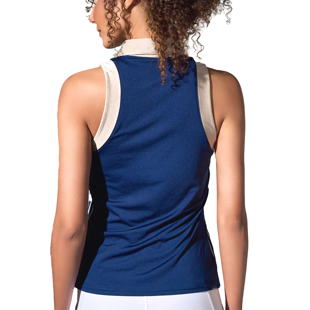 inPhorm NYC Ava Sleeveless Women's Golf & Tennis Polo Top - Ink/Silver Sand