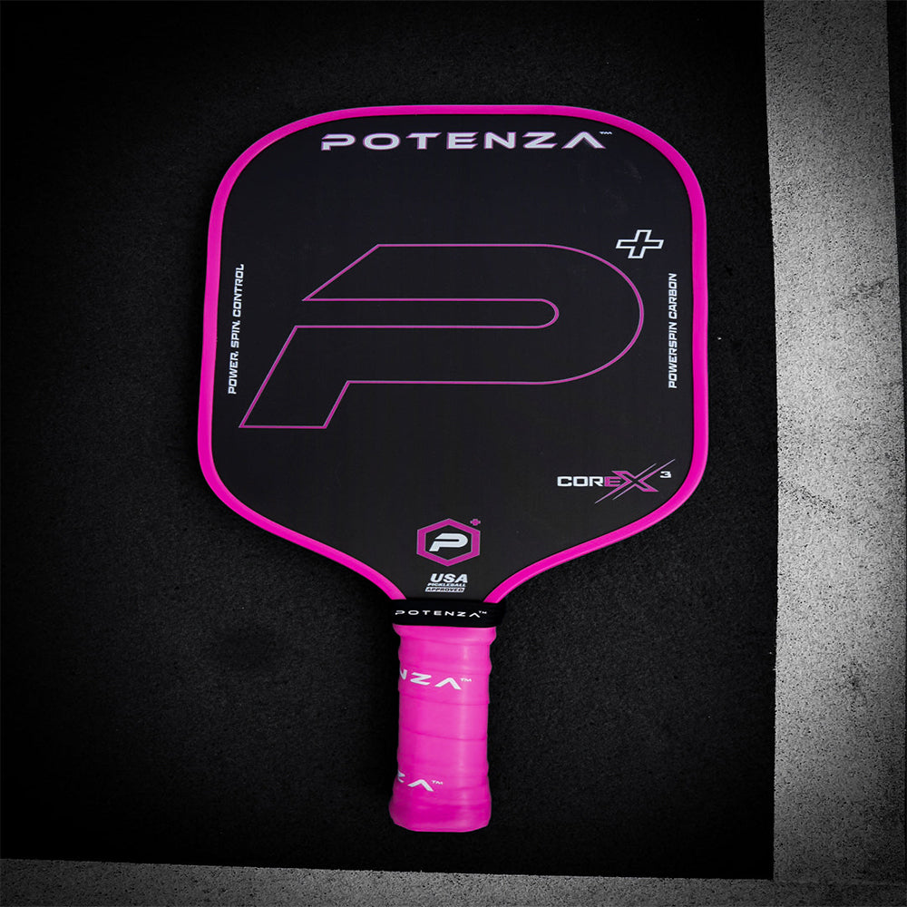 Potenza Pickleball P+ PowerSpin Carbon COREx3 | Neon Pink | Elongated Face
