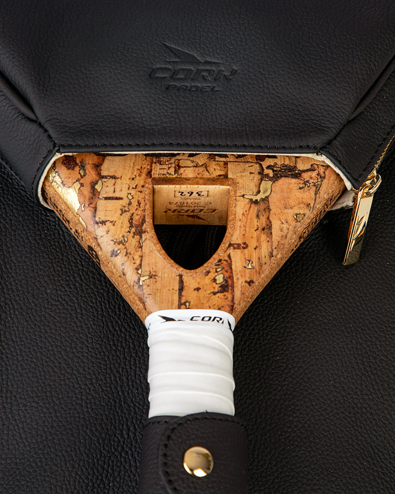 Cork Padel Vintage Leather Handbag Black/Gold