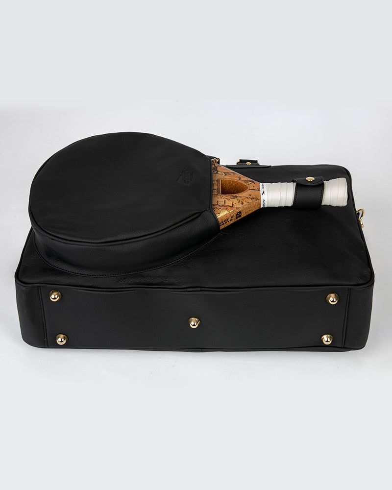 Cork Padel Vintage Leather Handbag Black/Gold