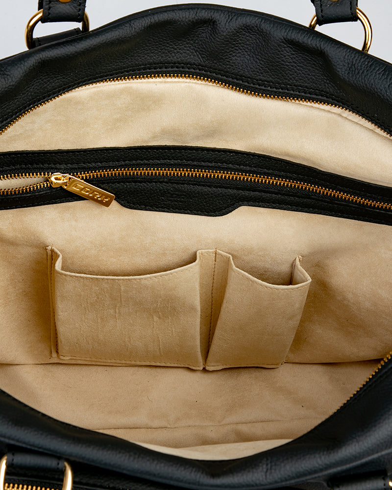 Cork Padel Vintage Leather Handbag Black/Gold