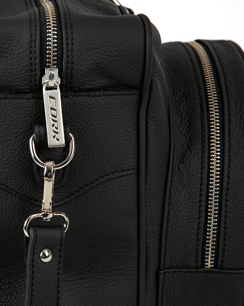 Cork Padel Vintage Leather Handbag Black/Silver