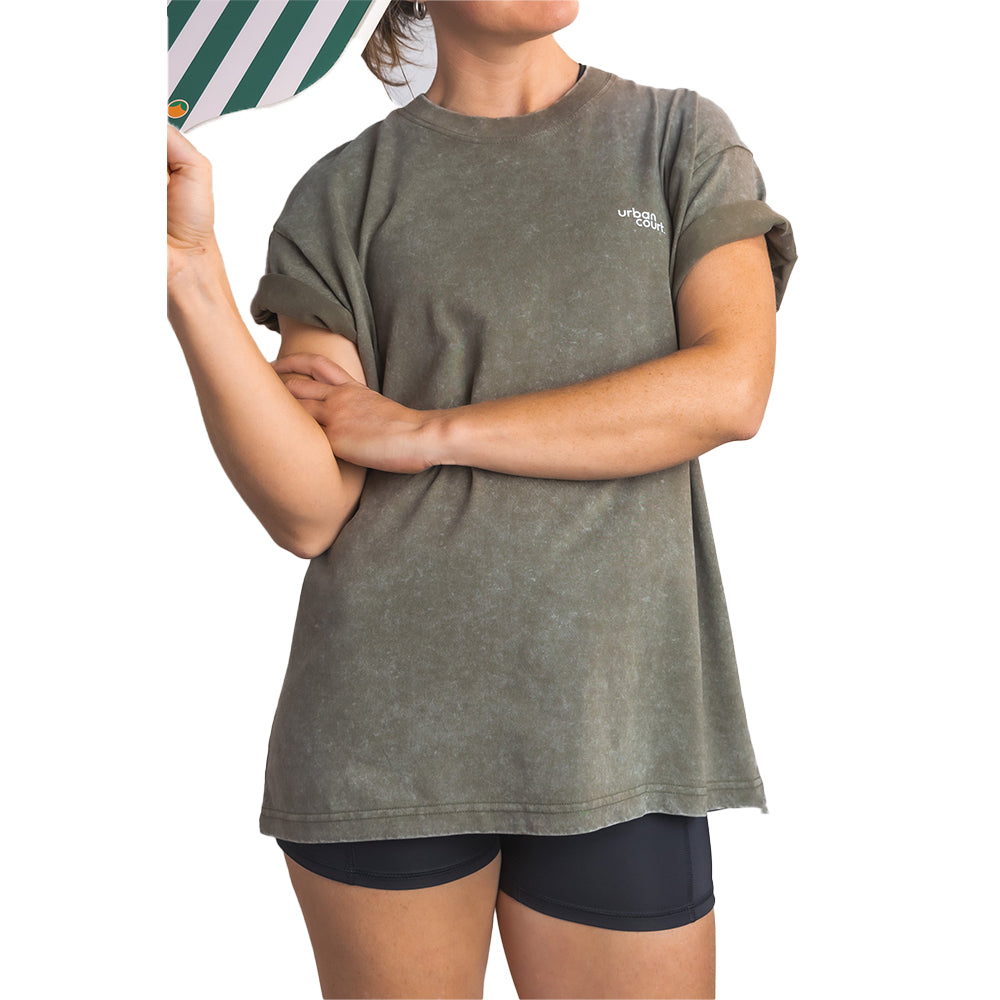 Urban Court - Green Oversized Urban Pickleball Washed Tee