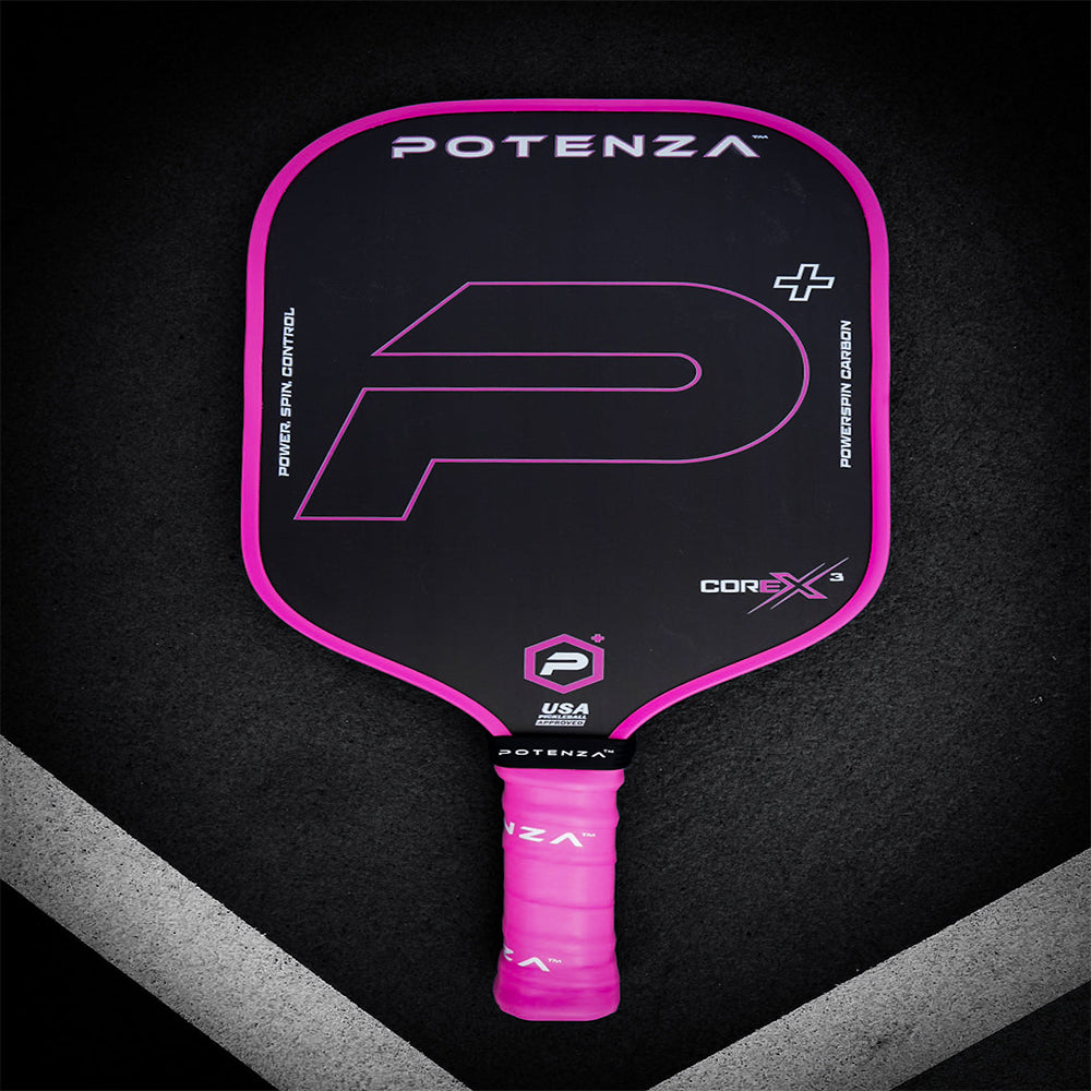 Potenza Pickleball P+ PowerSpin Carbon COREx3 | Neon Pink | Elongated Face