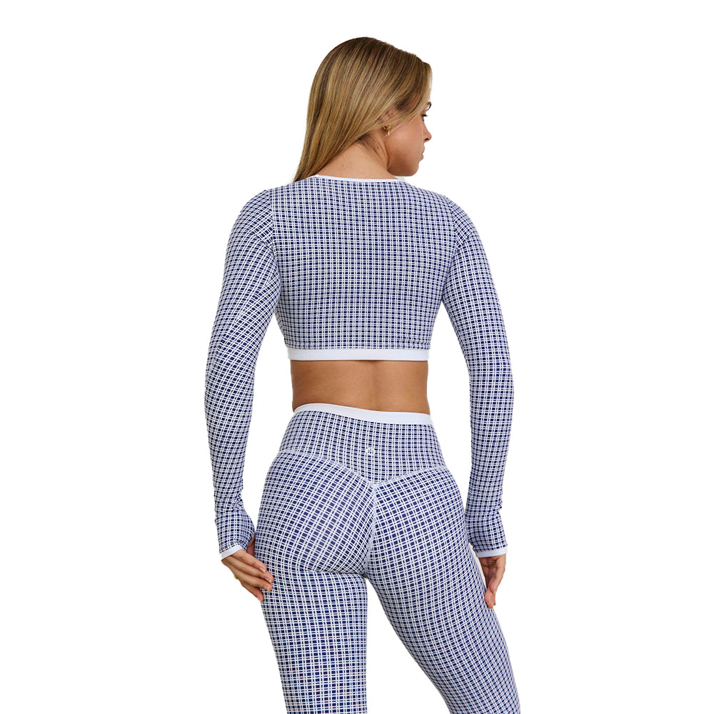 Astoria LUXE BALANCE Staple Sleeved Crop - Blue Lattice