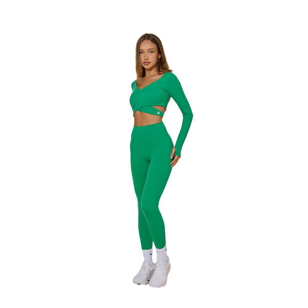 Astoria BALANCE Crossover Sleeve Crop - Palm Green
