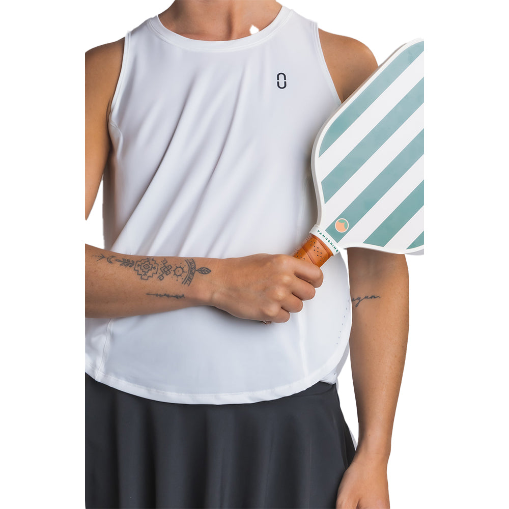 Urban Court - White Cross-back Performance Tank