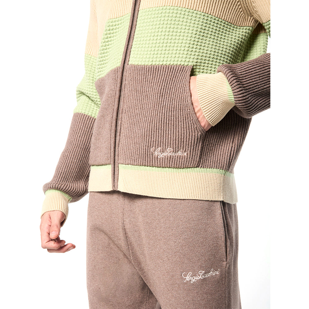 Sergio Tacchini Enzo Striped Track Jacket - Taupe Grey