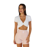Astoria LIVE LUXE Front Crossed Quarter-Sleeve Crop - White