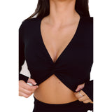 Astoria LIVE LUXE Front Crossed Sleeve Crop - Black