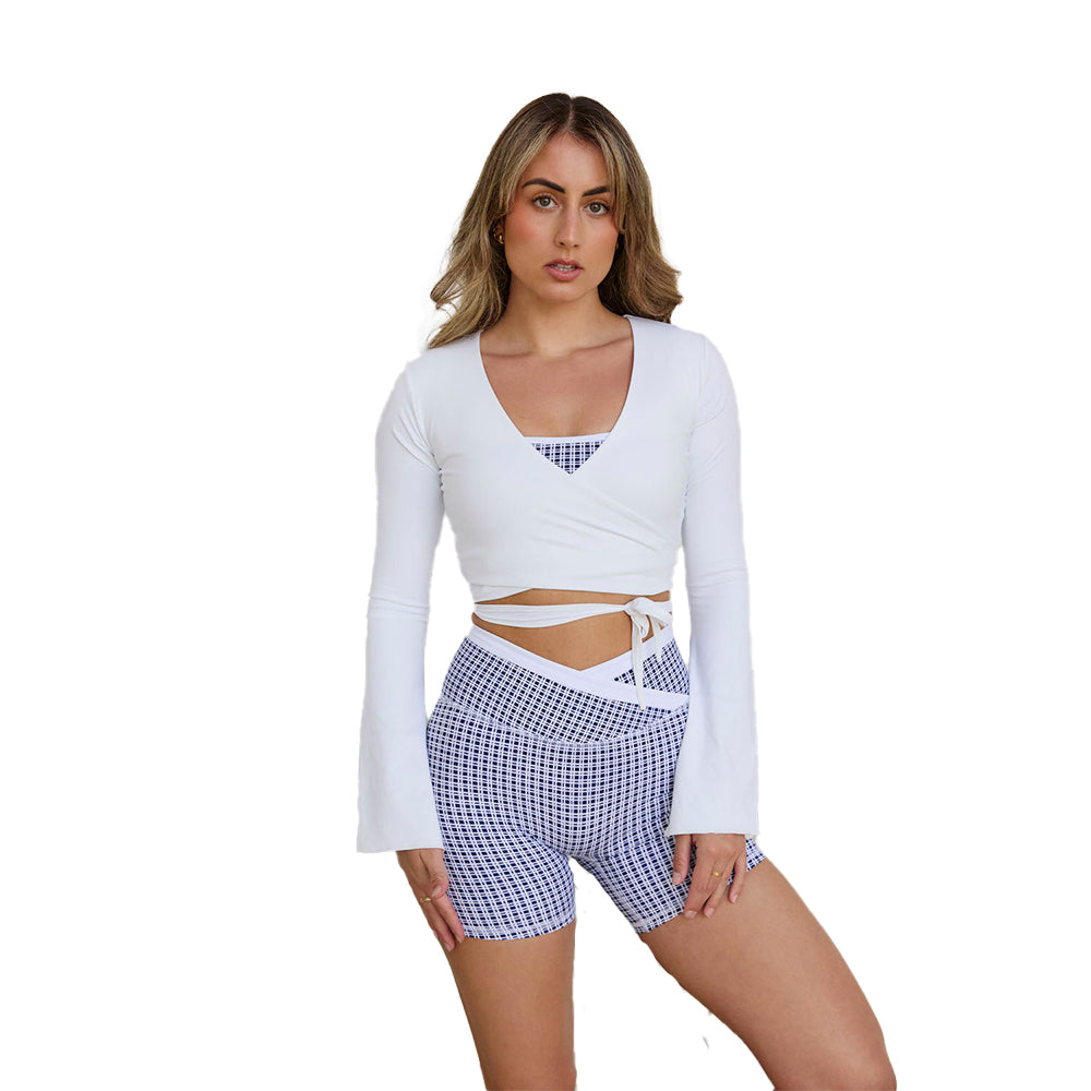 Astoria LIVE LUXE Wrap Sleeved Crop - White