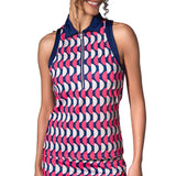 inPhorm NYC Ava Sleeveless Women's Golf & Tennis Polo Top - Geo Print/Ink