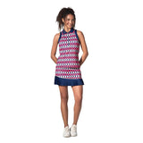 inPhorm NYC Ava Sleeveless Women's Golf & Tennis Polo Top - Geo Print/Ink