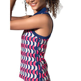 inPhorm NYC Ava Sleeveless Women's Golf & Tennis Polo Top - Geo Print/Ink
