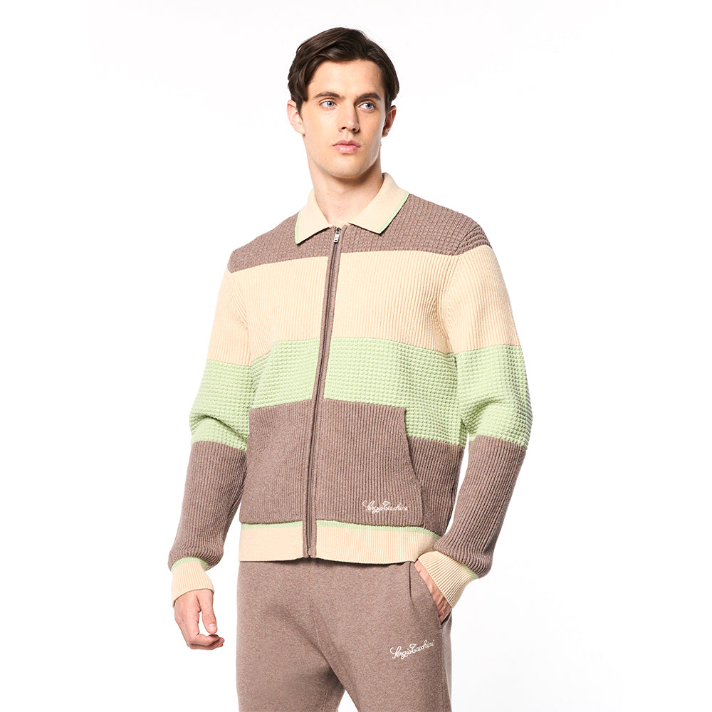 Sergio Tacchini Enzo Striped Track Jacket - Taupe Grey