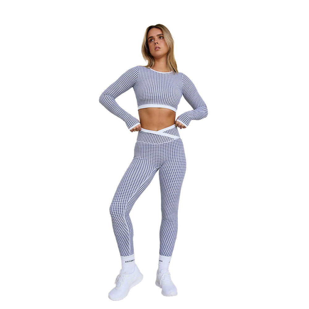 Astoria LUXE BALANCE Staple Sleeved Crop - Blue Lattice