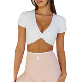 Astoria LIVE LUXE Front Crossed Quarter-Sleeve Crop - White