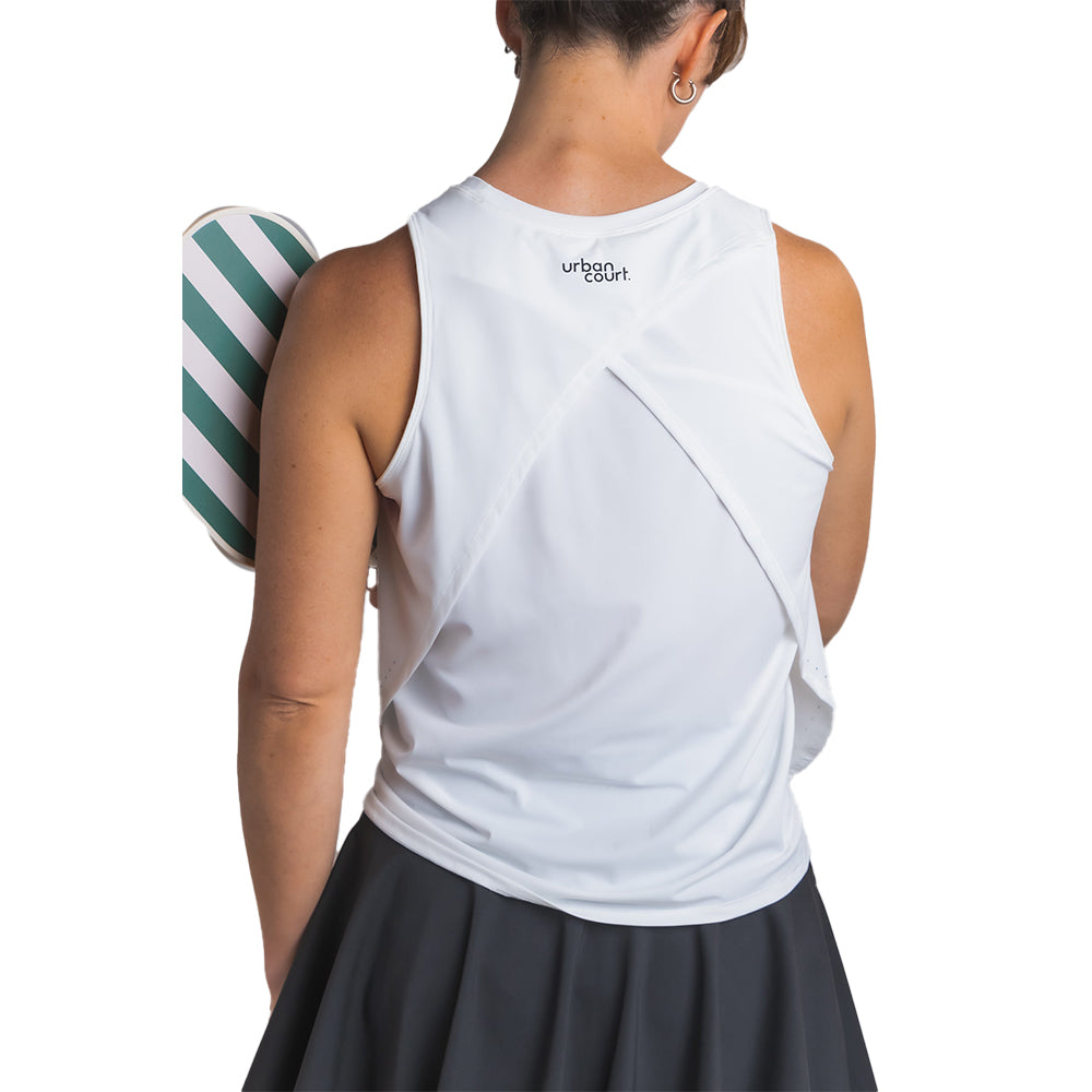 Urban Court - White Cross-back Performance Tank
