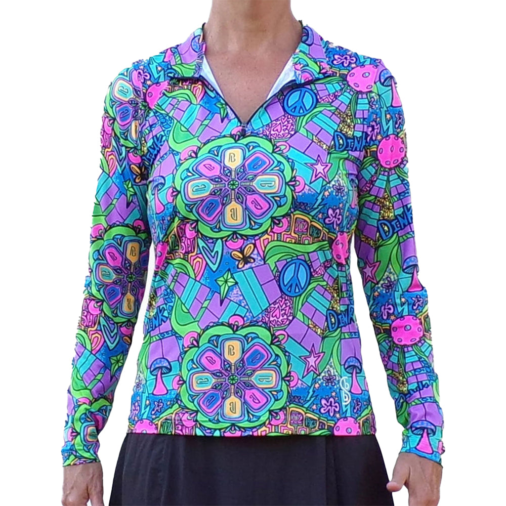 Picckleball Bella 1/4 Zip Manga Larga Groovy