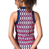 inPhorm NYC Ava Sleeveless Women's Golf & Tennis Polo Top - Geo Print/Ink