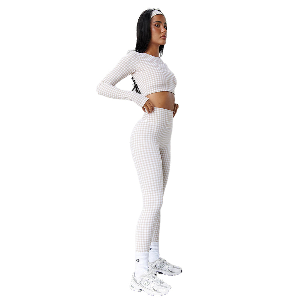 Astoria LUXE BALANCE Full Length Legging - Beige Gingham
