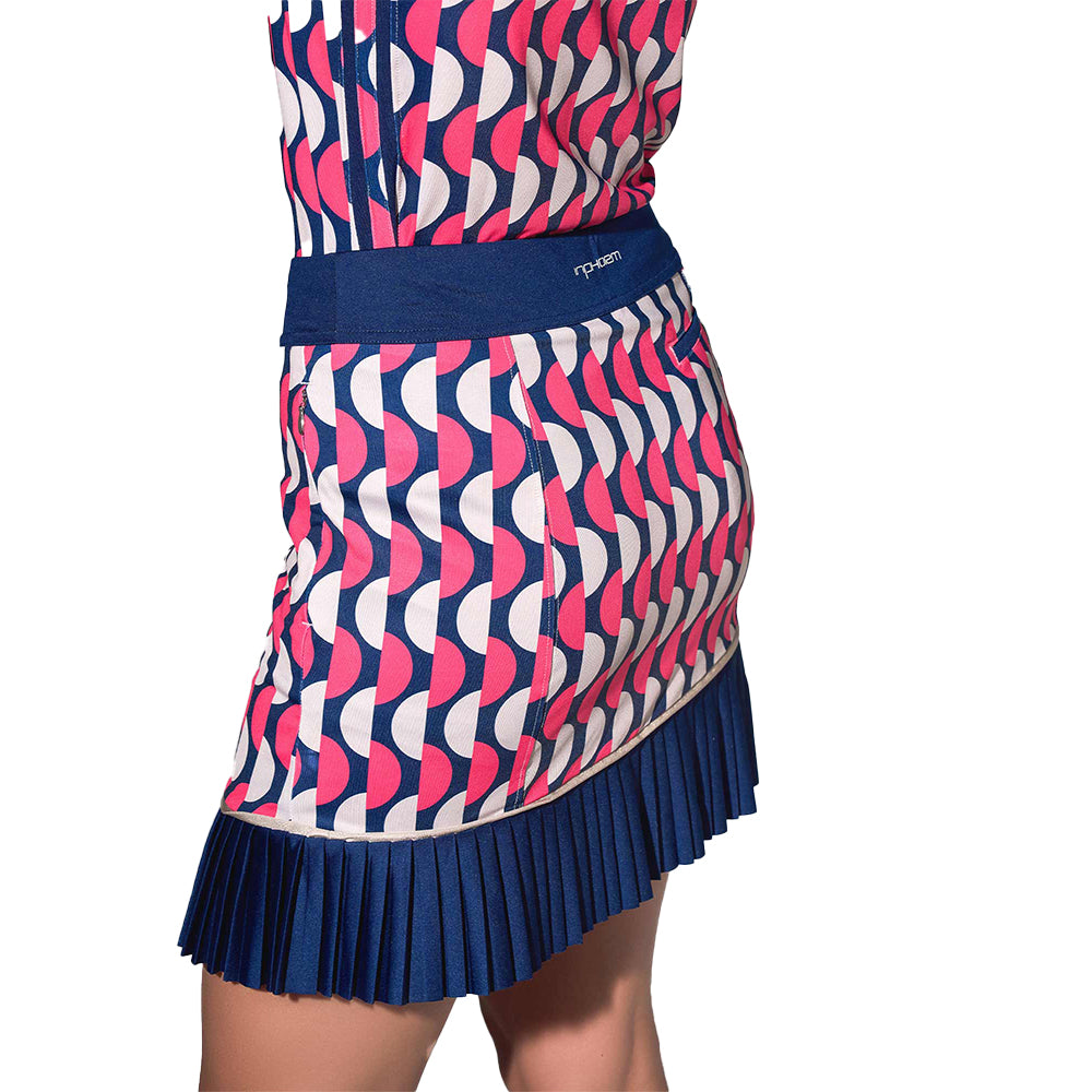 inPhorm NYC Ava Women's Golf Skort with Pockets - 15" Slim Fit - Geo Print/Ink