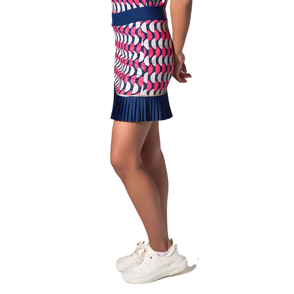 inPhorm NYC Ava Women's Golf Skort with Pockets - 15" Slim Fit - Geo Print/Ink