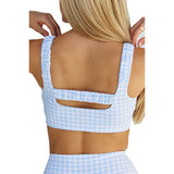 Astoria LUXE BALANCE Ruched Sports Crop - Blue Gingham