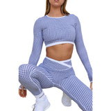 Astoria LUXE BALANCE Staple Sleeved Crop - Blue Lattice