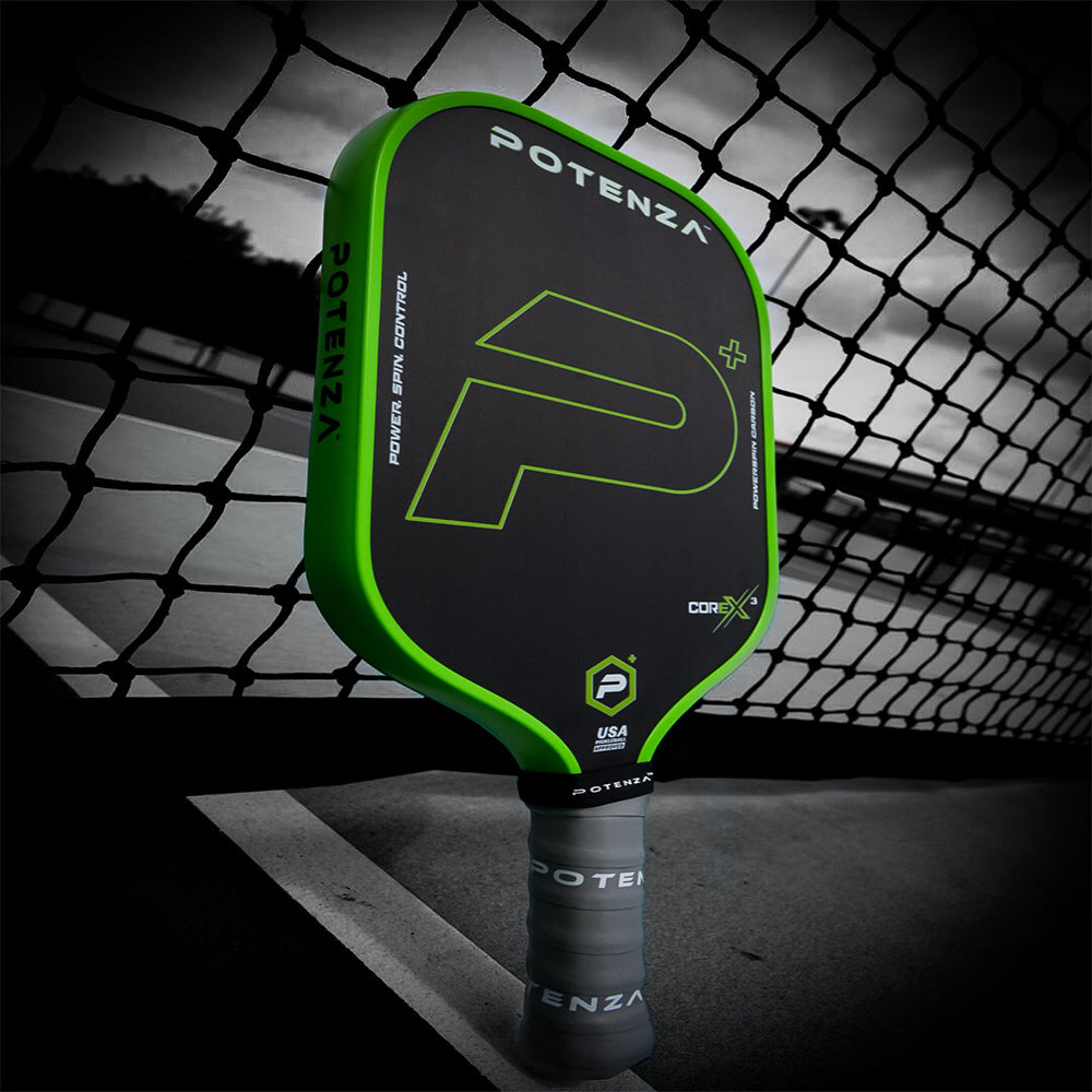 Pala de Pickleball Potenza Pickleball P+ PowerSpin Carbon COREx3 | Verde Neón | Cara Alargada