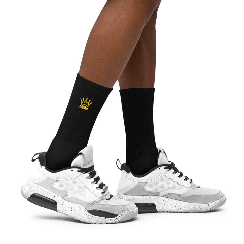 CROWN PICKLEBALL - Embroidered Logo Socks (Black)