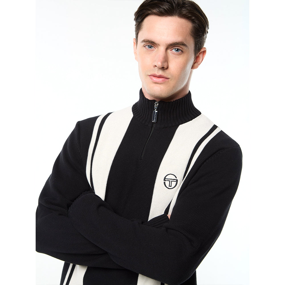 Sergio Tacchini Young Line Knit Polo - Black/ Gardenia