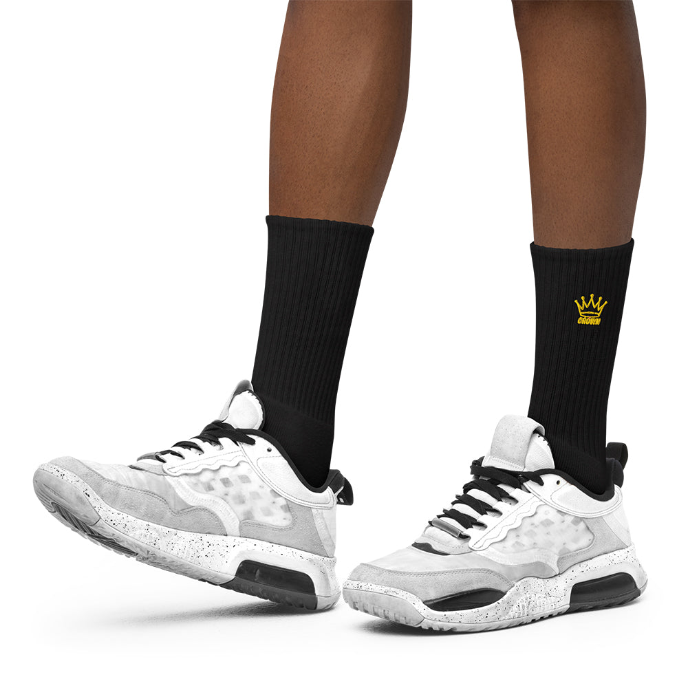 CROWN PICKLEBALL - Embroidered Logo Socks (Black)