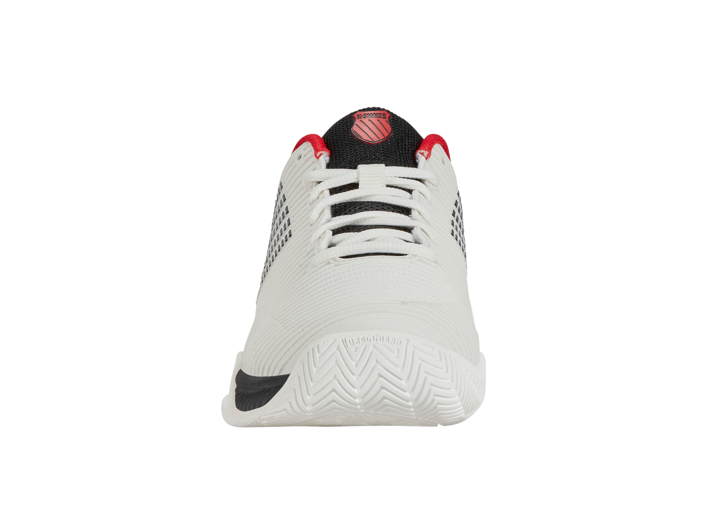 Zapatillas K-Swiss Hypercourt Express 2 para niños grandes | Blanco brillante/Limusina elástica/Rojo de alto riesgo