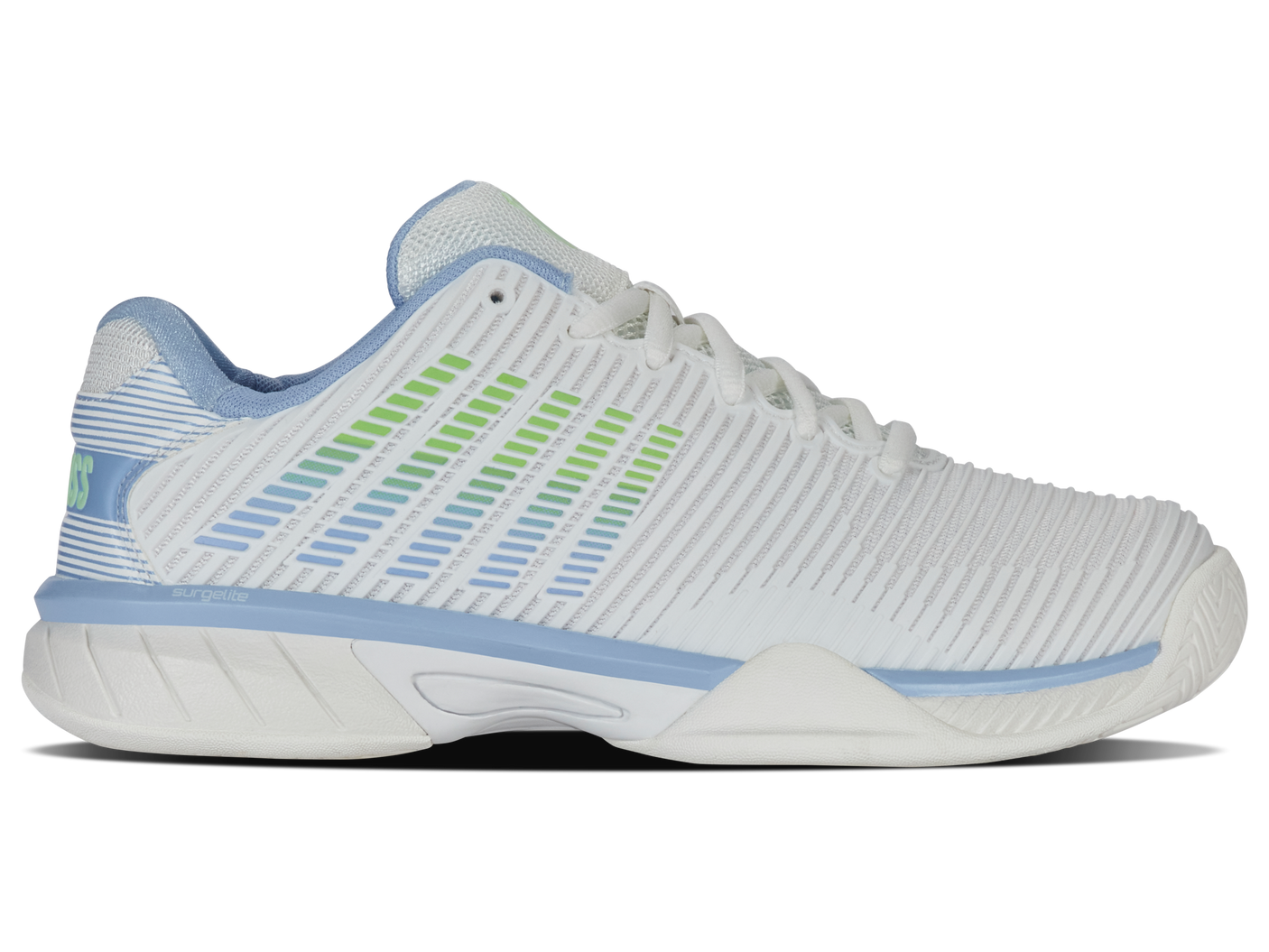Zapatillas K-Swiss Hypercourt Express 2 para niños grandes | Blanco Lucent/Canal holandés/Verde paraíso