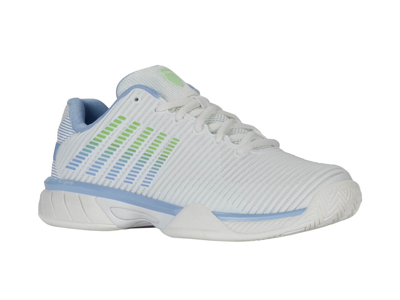 Zapatillas K-Swiss Hypercourt Express 2 para niños grandes | Blanco Lucent/Canal holandés/Verde paraíso