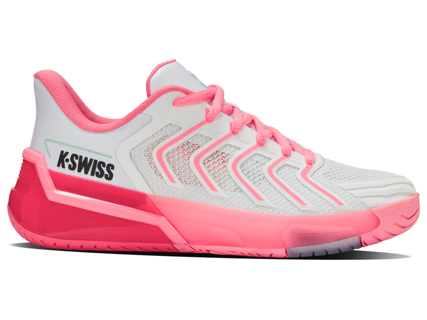 K-Swiss Women's Shoes Ultrashot 4 | White/Neon Pastel Pink/Hot Neon Pink