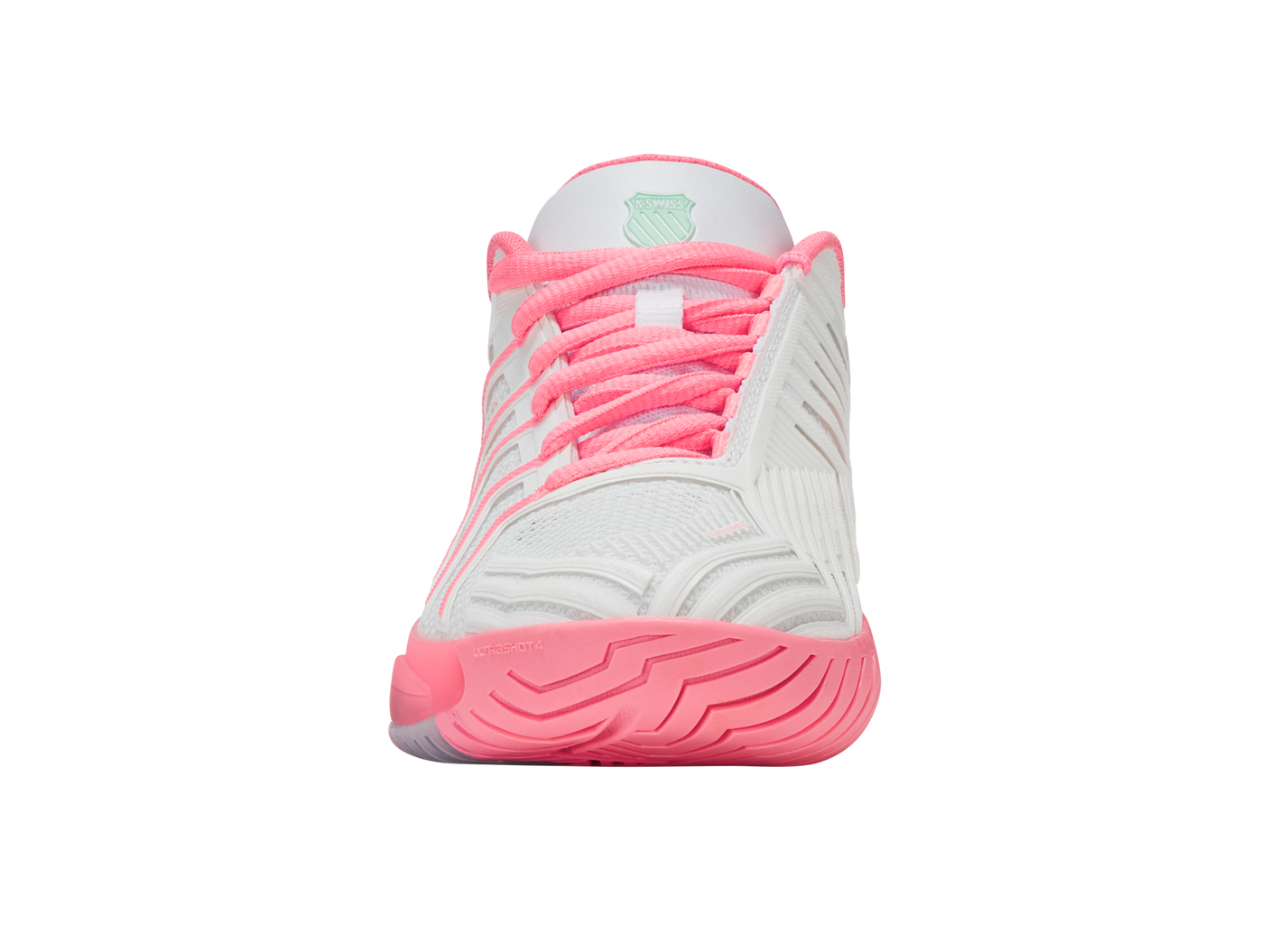 K-Swiss Women's Shoes Ultrashot 4 | White/Neon Pastel Pink/Hot Neon Pink