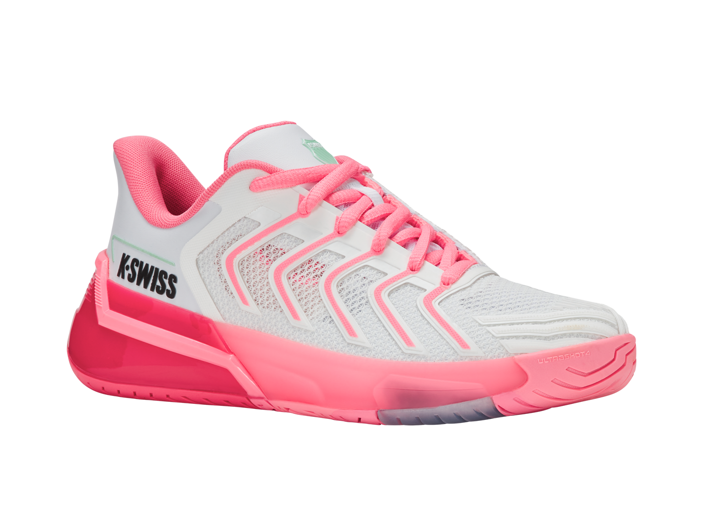 K-Swiss Women's Shoes Ultrashot 4 | White/Neon Pastel Pink/Hot Neon Pink