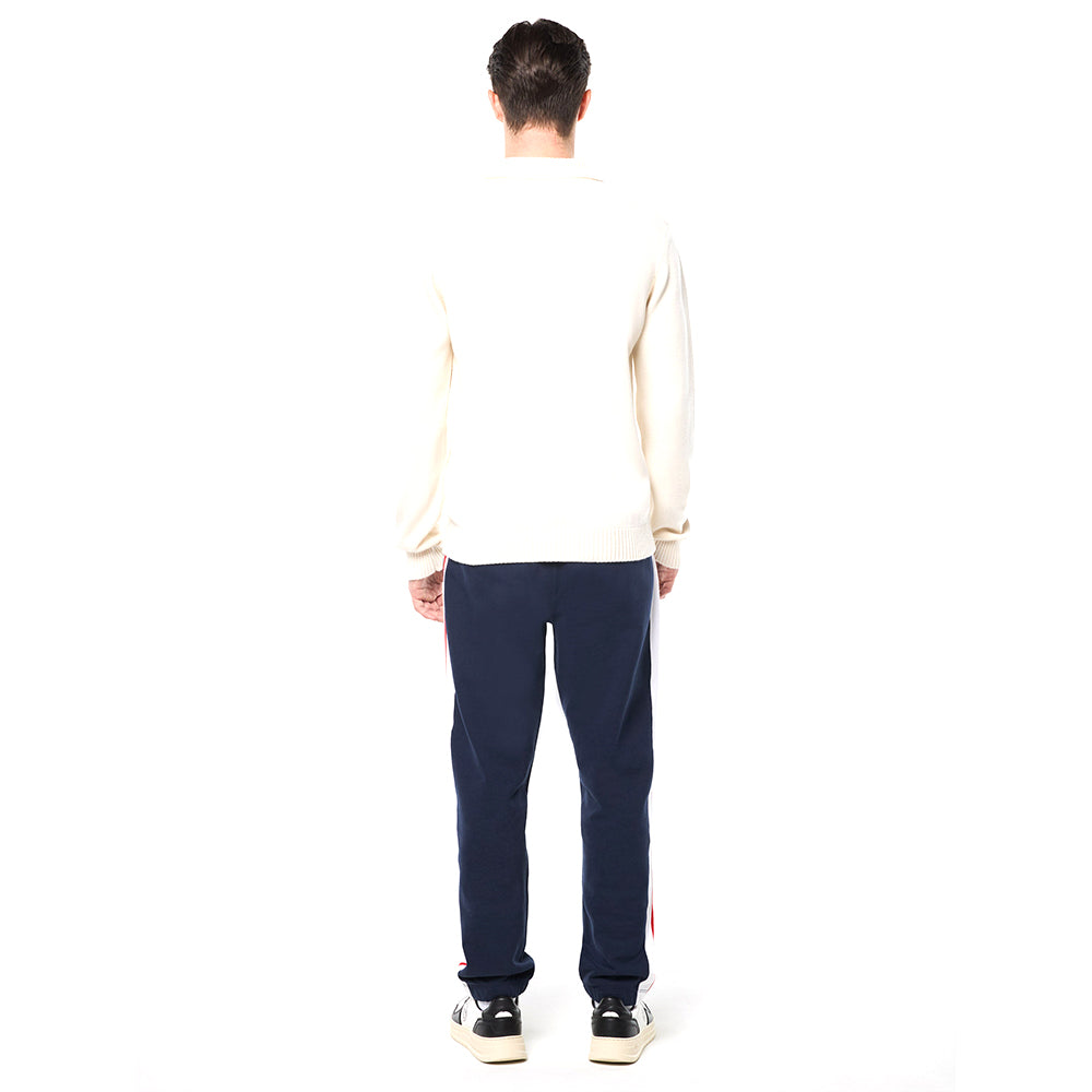 Sergio Tacchini Damarindo Long Sleeve Knit Polo - Gardenia/ Maritime Blue