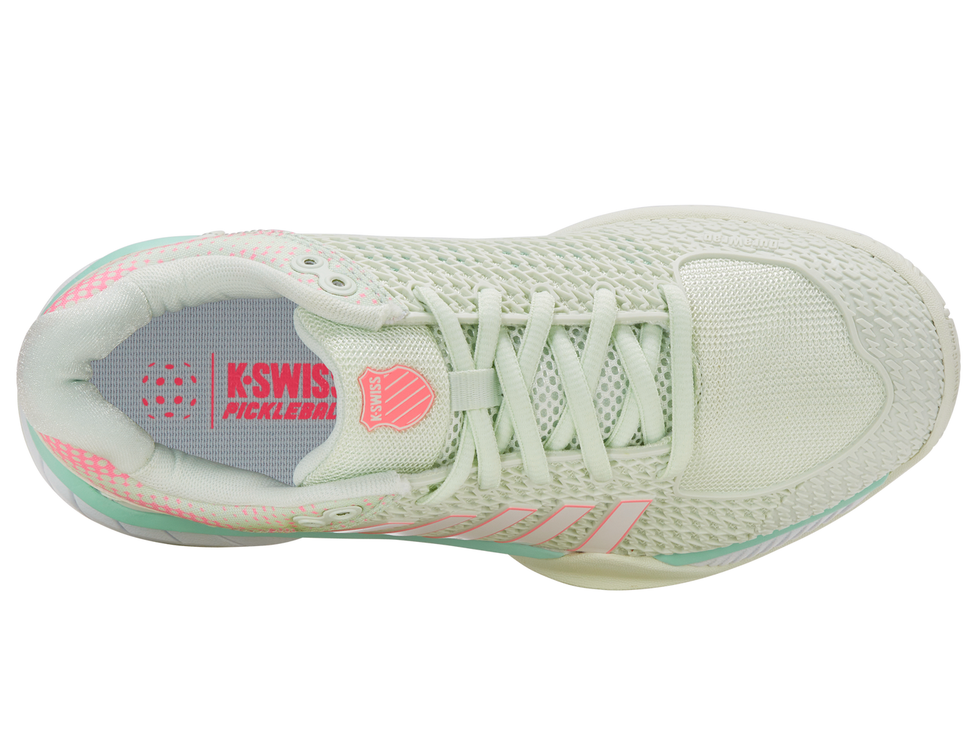K-Swiss Zapatillas de Mujer Express Light Pickleball-Ancho | Hielo/Melón Verde/Rosa Pastel Neón